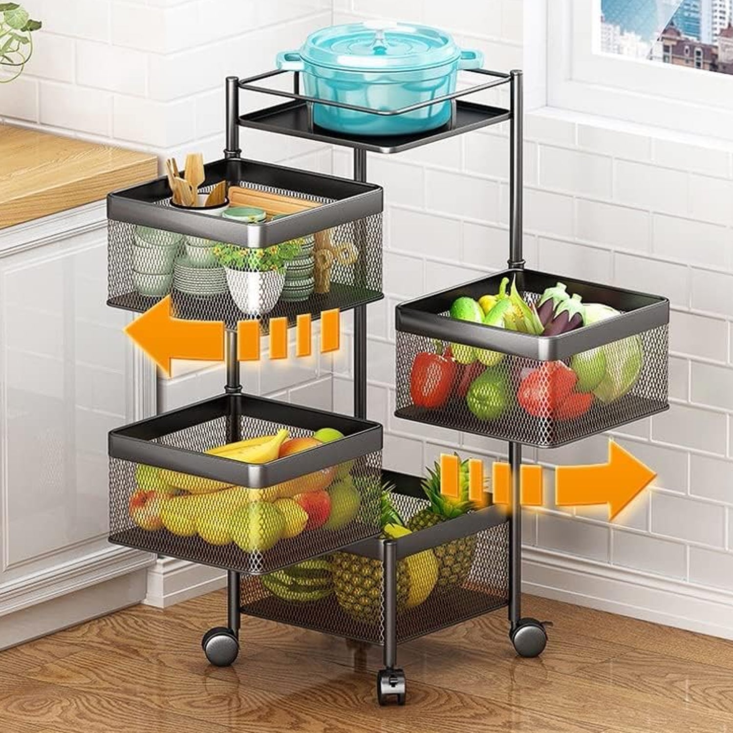 Metal High Qaulity Kitchen Trolley Kitchen Organizer Items and Kitchen Accessories Items for Kitchen Rack Square Design for Fruits & Vegetable Onion Storage Kitchen Trolley with Wheels (4 Layer / 3 Layer) Metal High Qaulity Kitchen Trolley Kitchen Organizer Items and Kitchen Accessories Items for Kitchen Rack Square Design for Fruits & Vegetable Onion Storage Kitchen Trolley with Wheels (4 Layer / 3 Layer)